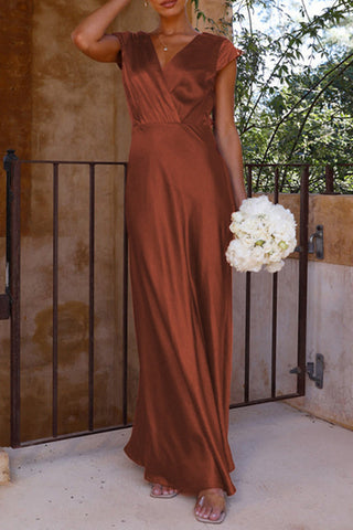 Vestidos de noche formales de celebridades con cuello en V 