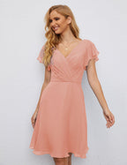 Robe de soirée dos nu, robe de bal formelle, longueur genou, manches courtes, robe de cocktail 28077 
