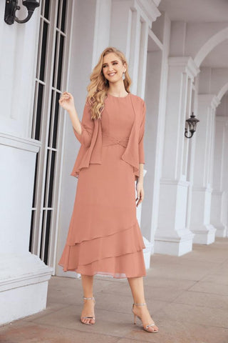 Vestido de fiesta formal de dos piezas corte A para la madre de la novia Sunderly SY28072