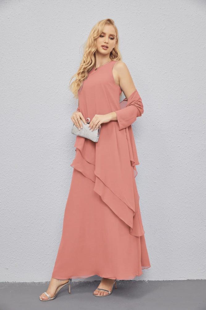 Vestidos de madre de la novia con cárdigan ligero abierto al frente, vestido formal de fiesta 28081 