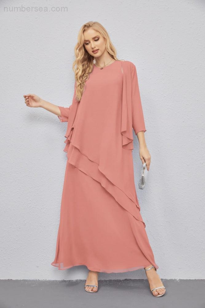 Vestidos de madre de la novia con cárdigan ligero abierto al frente, vestido formal de fiesta 28081 
