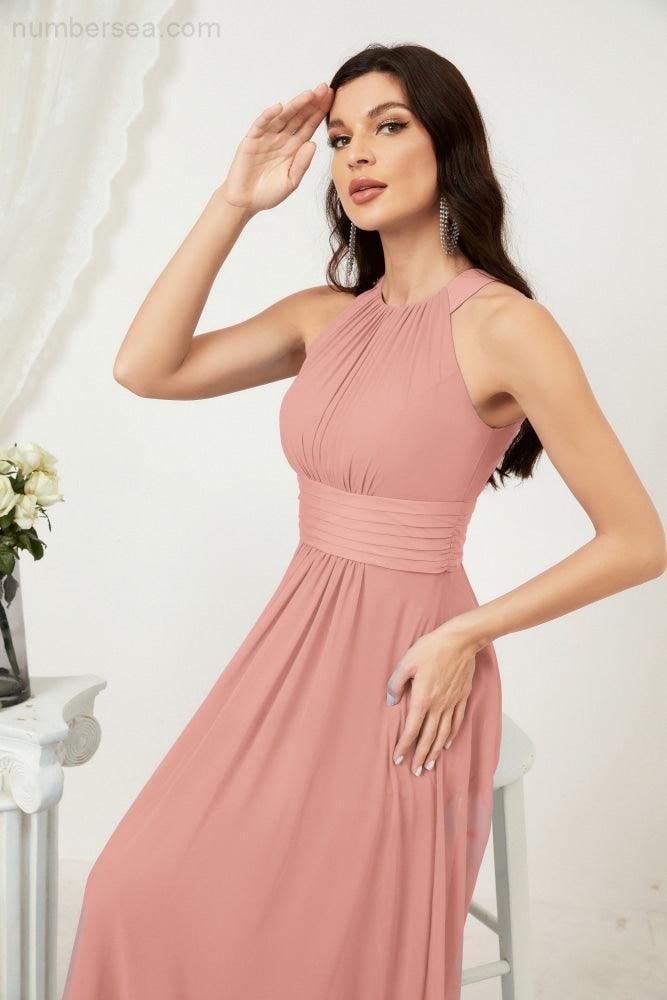 Robe de soirée formelle Baoleely en mousseline de soie, col licou, longue, sans manches, robe de demoiselle d'honneur 2802 