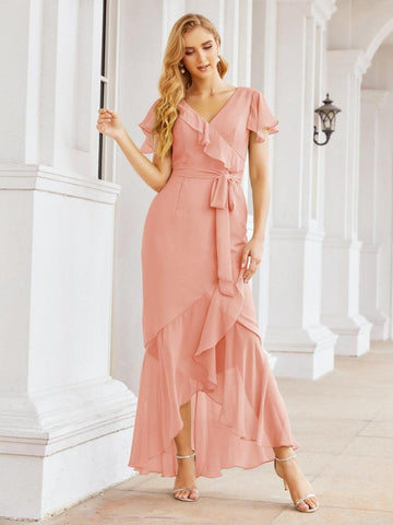 Vestidos de dama de honor Baoleely con volantes, estilo sirena, para fiestas formales, vestidos de noche, bailes de graduación y vestidos de violín 28042