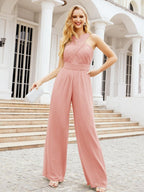 Baoleely Crisscross Neck Jumpsuit Formal Evening Dress Long Bridesmaid Dresses Bell-bottomed Pants 28033