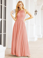 Baoleely Sleeveless Bridesmaid Dresses Long Prom Gown Zipper with Keyhole Back 28056
