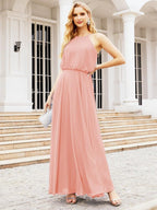 Baoleely  Halter Long Bridesmaid Dresses Formal A line Juniors Dress 28029