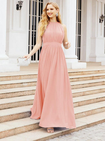 Baoleely Halter Bridesmaid Dress Empire Waist Formal Evening Prom Gown for Mother of The Bride 28030