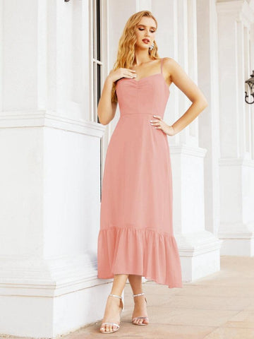 Baoleely Blackless Strap Bridesmaid Dress Ankle Length 28028