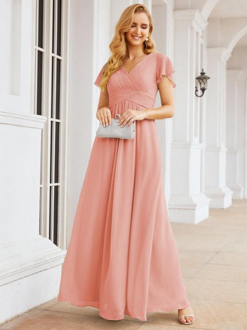 Baoleely Formal Prom Gowns for Mother of The Bride Cap Sleeves Bridesmaid Dress 28047