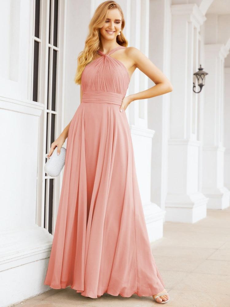 Baoleely Crisscross Halter Bridesmaid Dresses for Party Wedding Evening Prom Maxi Ball Gowns 28053
