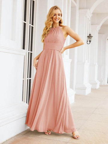 Vestidos de dama de honor Baoleely con escote tipo ojo de cerradura, sin mangas, para fiestas formales de noche y graduación 28043