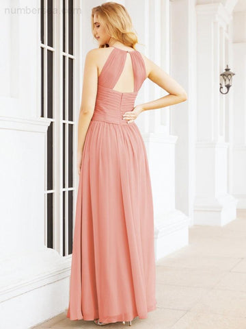 Baoleely Sleeveless Bridesmaid Dresses Long Prom Gown Zipper with Keyhole Back 28056