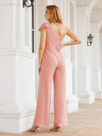 Baoleely Women's One Shoulder Long Jumpsuit Formal Evening Dress Long Bridesmaid Dresses Pants Wedding Party 28034