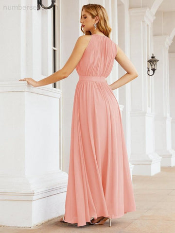 Baoleely Halter Bridesmaid Dress Empire Waist Formal Evening Prom Gown for Mother of The Bride 28030