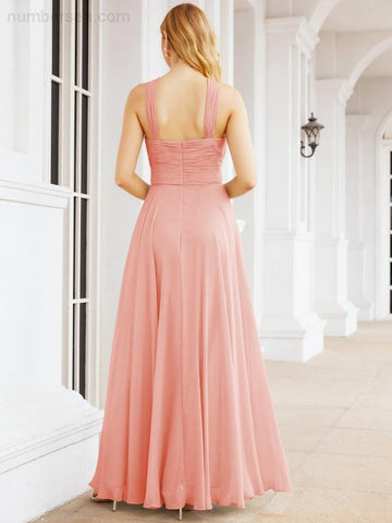Baoleely Crisscross Halter Bridesmaid Dresses for Party Wedding Evening Prom Maxi Ball Gowns 28053