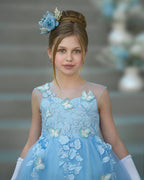 Vestido de baile de princesa Serenity con apliques de encaje y adornos de mariposas 