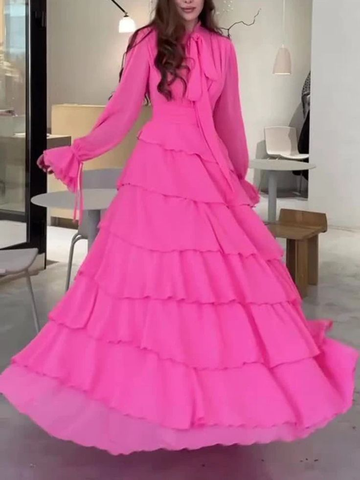 Vestido de fiesta de noche con volantes y capas de gasa elegante Y7640