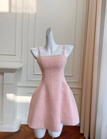 Robe de soirée courte rose trapèze mignonne Y8577
