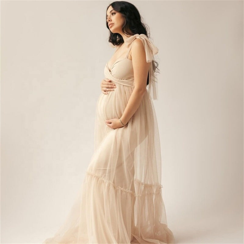 Robe de maternité en satin avec nœud, robe de soirée de maternité, photo, robe du jour