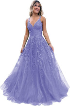 Robe de bal longue en tulle pailleté et dentelle florale, col V, robe de soirée maxi 