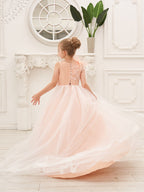 Vestido de princesa rosa para niña de las flores, estilo gala/con cola de tul. 