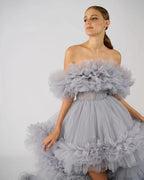 Bata de tul con volantes para sesión de fotos de maternidad, bata de maternidad transparente con hombros descubiertos, vestido para baby shower, vestido de graduación. 