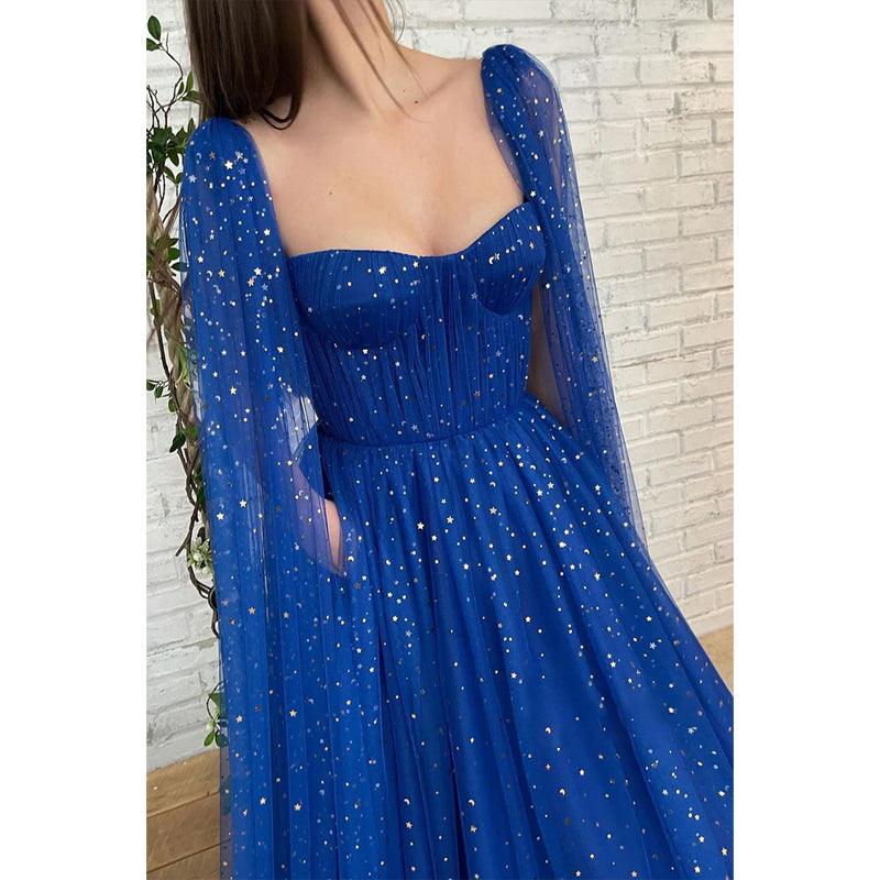 Robe de bal scintillante à bretelles spaghetti et poches pour femme 
