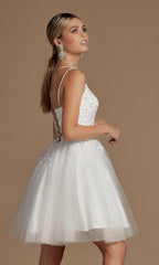 Modest Lace Beaded Tulle Homecoming Dresses Short Square Neck Prom Dress Spaghetti Straps Party Gown