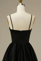Tulle A-line Midi Simple Prom Dress