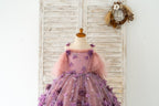 Vestido de gala/de princesa con tul y flores en 3D hasta el suelo 