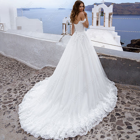 Sweetheart Wedding Dress Appliques A Line Wedding Gowns Off Shoulder Lace Up Vestidos De Noiva Mariage Princess