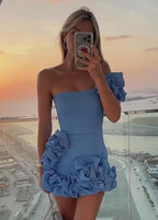Robe de bal blanche bustier à volants