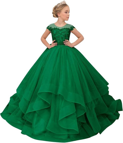 Vestidos de niña de las flores con apliques de encaje 