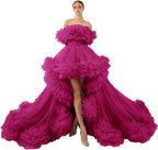 Bata de tul con volantes para sesión de fotos de maternidad, bata de maternidad transparente con hombros descubiertos, vestido para baby shower, vestido de graduación. 