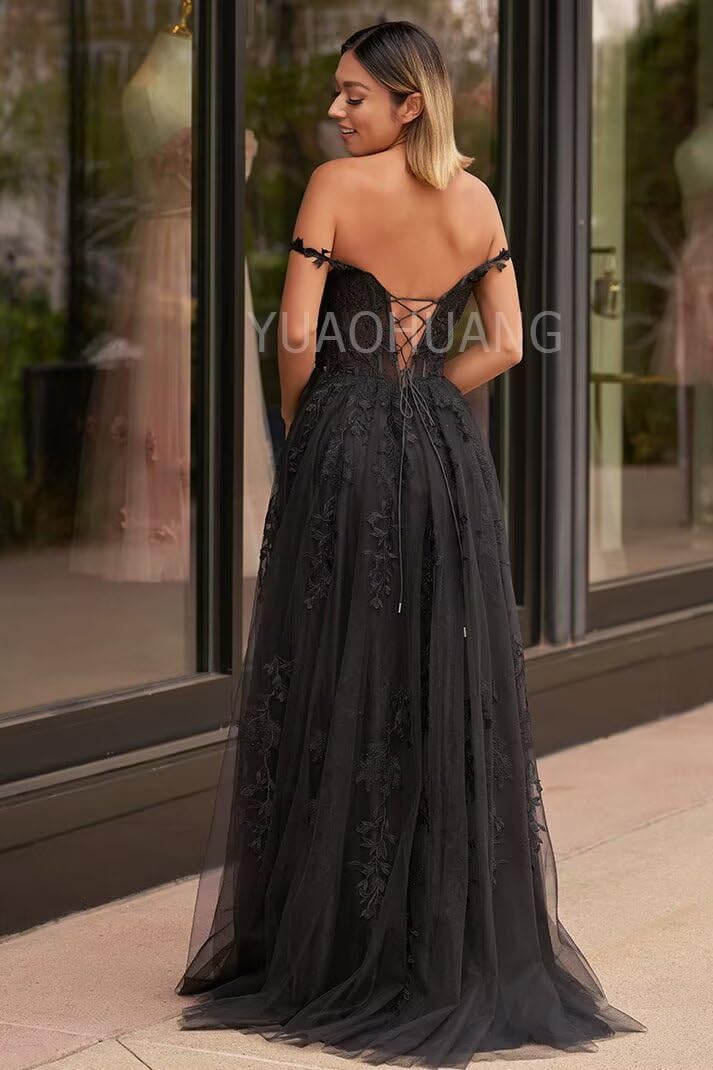 Robe de bal en tulle ornée d'appliqués de dentelle pour femme 2025, bretelles spaghetti, robe de soirée formelle avec fente 