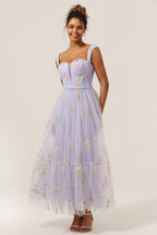 Cute A Line Sweetheart Light Purple Long Prom Dress with Embroidery