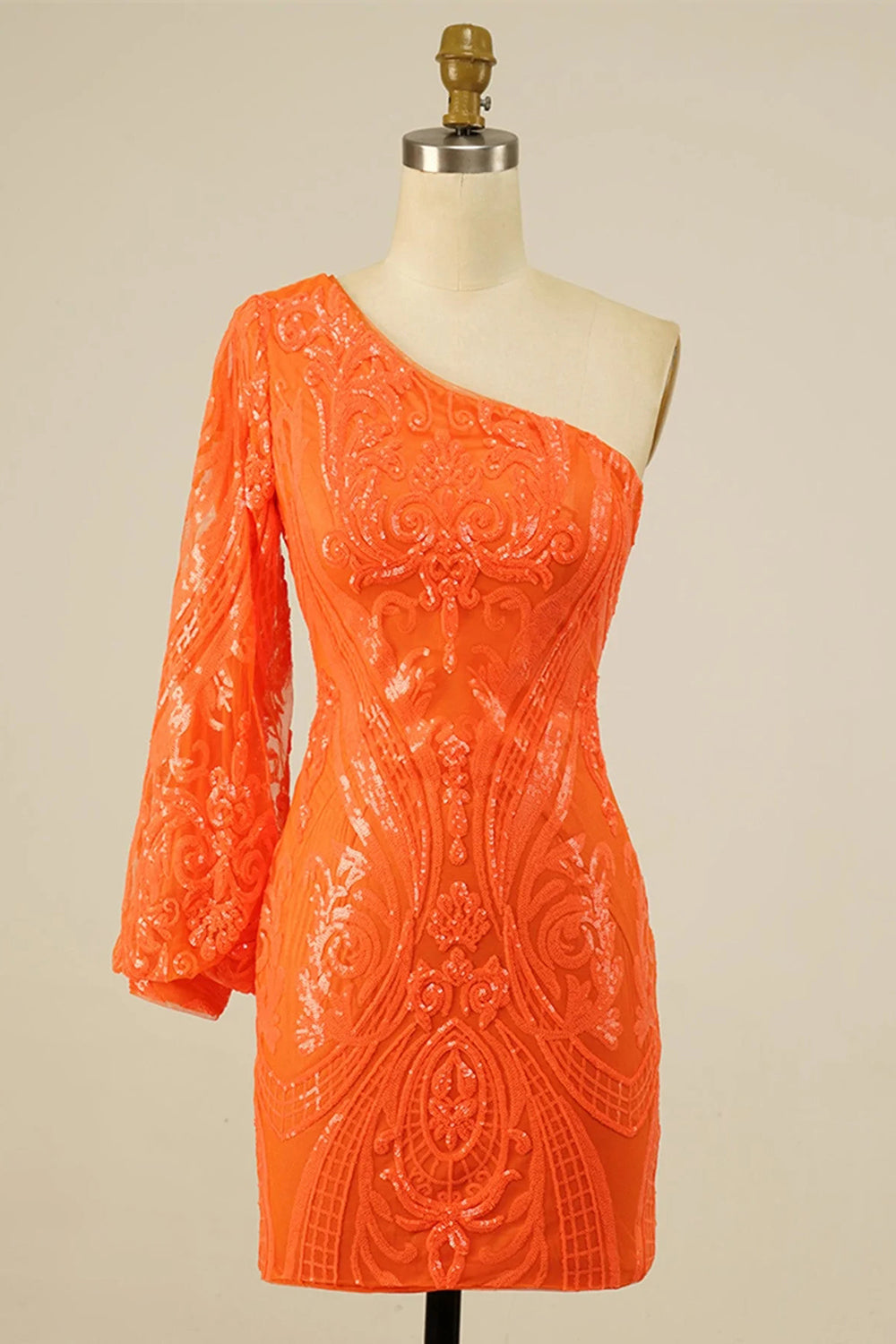 Vestido ajustado de fiesta con lentejuelas brillantes y un solo hombro