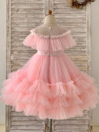 Vestido rosa de tul hasta la rodilla (2003227601) 