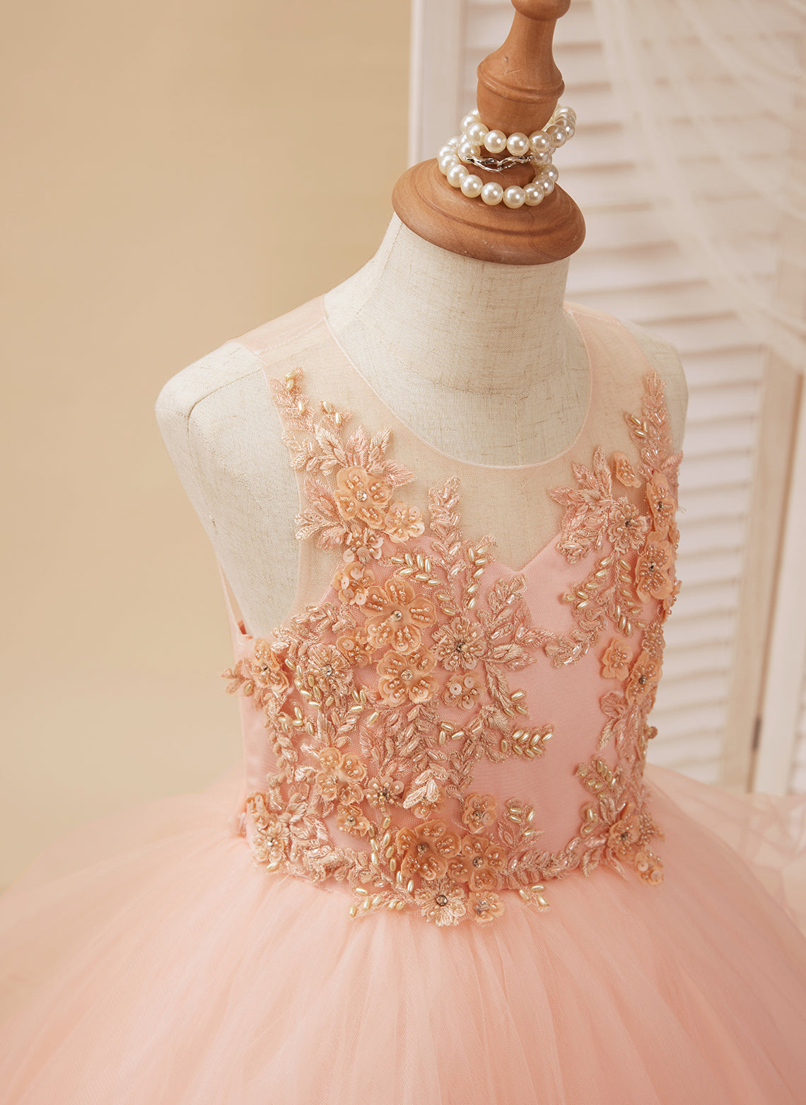 Vestido de princesa/vestido de princesa con cola de tul para niña de las flores 