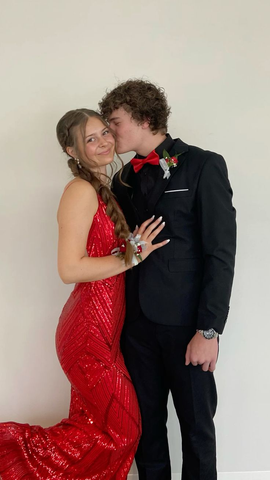 Sparkly Red V Neck Mermaid Prom Dress Red Evening Dress Y7446
