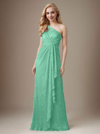 Vestido Ruby Sheath de malla metálica con un solo hombro para la madre de la novia
