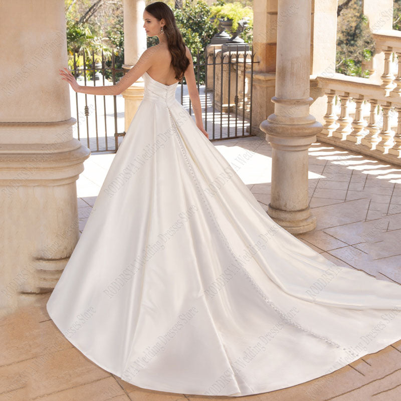 Robes de mariée en Satin sans bretelles pour femmes, robes de soirée de mariée, Sexy, fente haute, moderne, sur mesure, 2023 