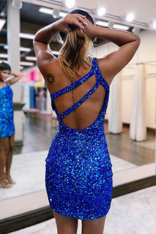 Bodycon One Shoulder Sequins Homecoming Dress