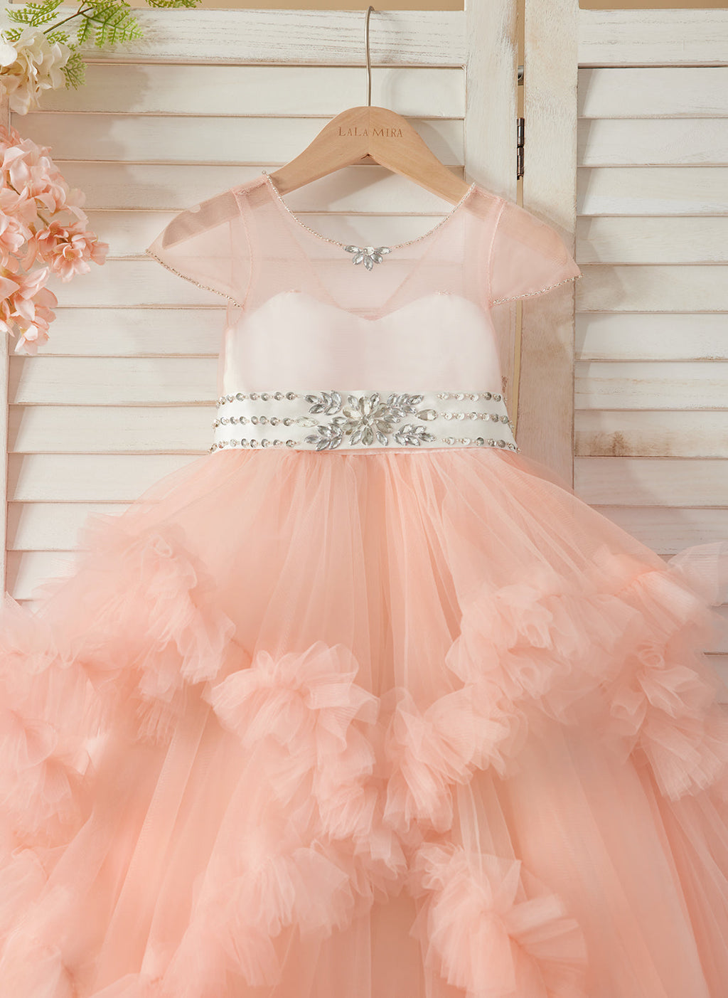 Vestido de princesa/vestido de tul hasta el suelo para niña de las flores 