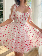 Vestido de fiesta de tul con escote corazón y corte en A