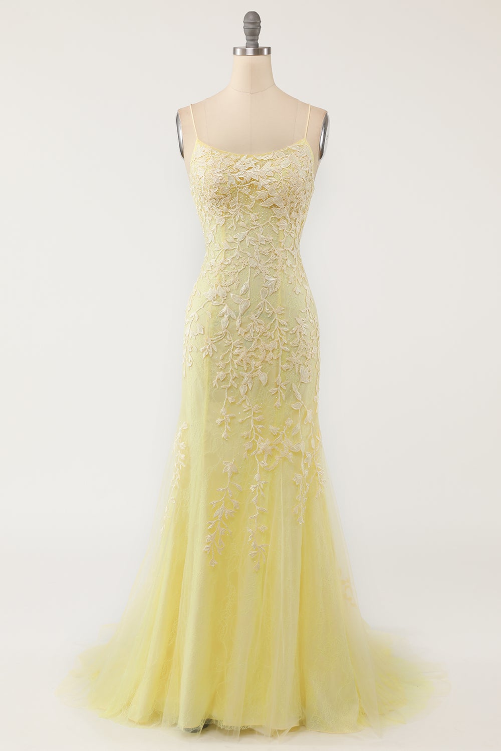 Robe de bal longue sirène violet clair avec appliques
