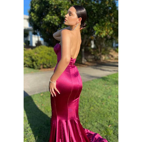 Sweetheart Elastic Satin Mermaid Prom Dress Long