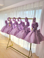Floral Embroidery Sequins Tulle Knee-length Pink Baby Girl Dress
