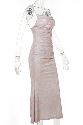 Robes de soirée sexy à paillettes dos nu, couleur unie 