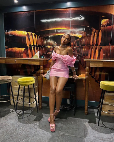 Robe de bal rose à épaules dénudées, robe de bal courte Y1974